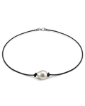 White South Sea Baroque Pearl Leather Necklace for Men