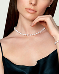 GIA Certified 8.0-8.5mm Japanese Akoya White Pearl Necklace - AAA Quality - Model Image