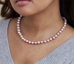 8.0-8.5mm Pink Freshwater Pearl Necklace - AAA Quality - Model Image