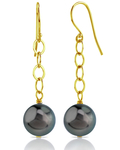 Tahitian South Sea Round Pearl Dangling Tincup Earrings - Third Image