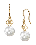 White South Sea Pearl & Diamond Lacy Earrings