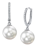 South Sea Pearl & Diamond Huggie Aurora Leverback Earrrings