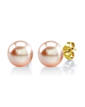 9mm Peach Freshwater Round Pearl Stud Earrings