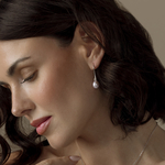 Pink Freshwater Drop Pearl Denise Earrings - Model Image