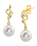 14K Gold Freshwater Pearl & Diamond Aria Earrings