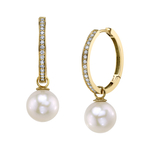 14K Gold Freshwater Pearl & Diamond Hoop Julia Earrings