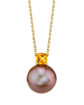 14K Gold Freshwater Pearl & Citrine Pendant