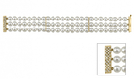 Japanese Akoya Triple Pearl Bracelet with Diamonds