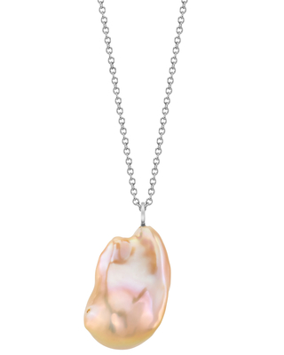 15mm Pink Freshwater Baroque Pearl Solitaire Pendant