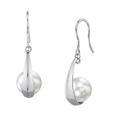 14K Gold White South Sea Pearl Regina Earrings