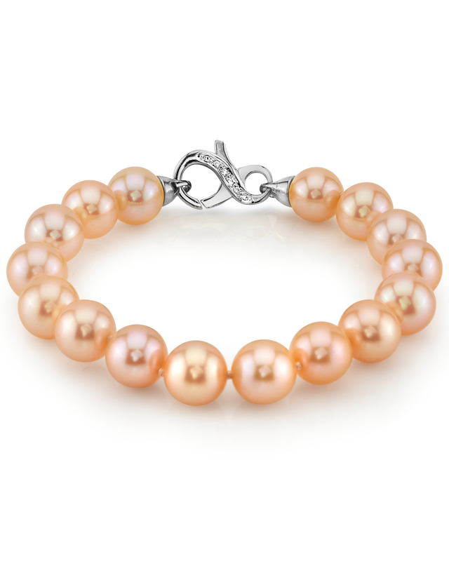 11-12mm Peach Freshwater Pearl Bracelet - AAA Quality