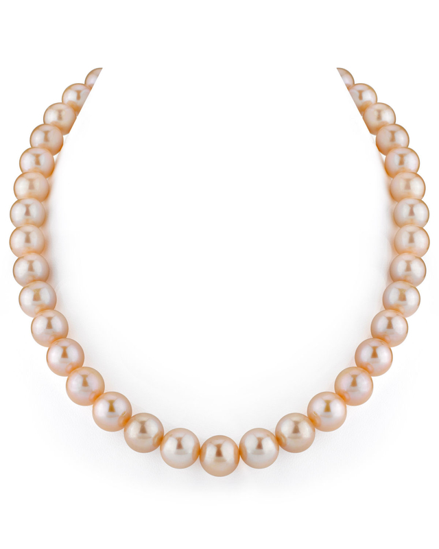 12-13mm Peach Freshwater Pearl Necklace - AAA Quality