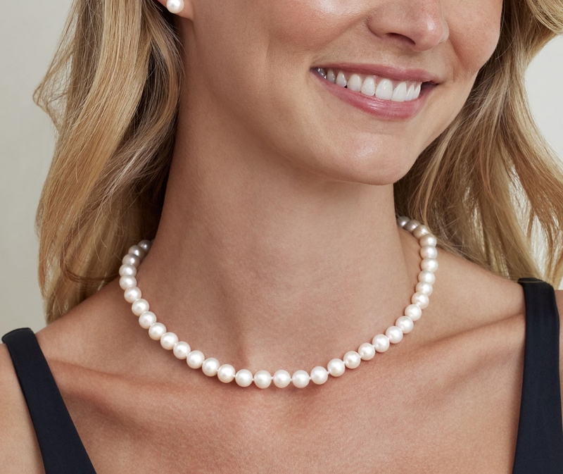 White Freshwater Pearl Medium Single Strand Necklace | Pearls.co.uk