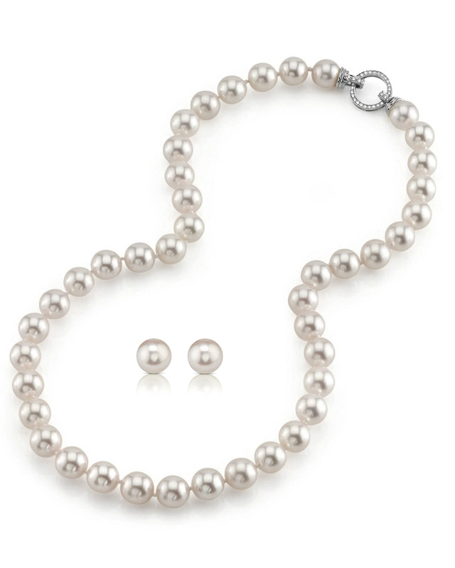 9.5-10.0mm Hanadama Pearl Necklace and Earring Set