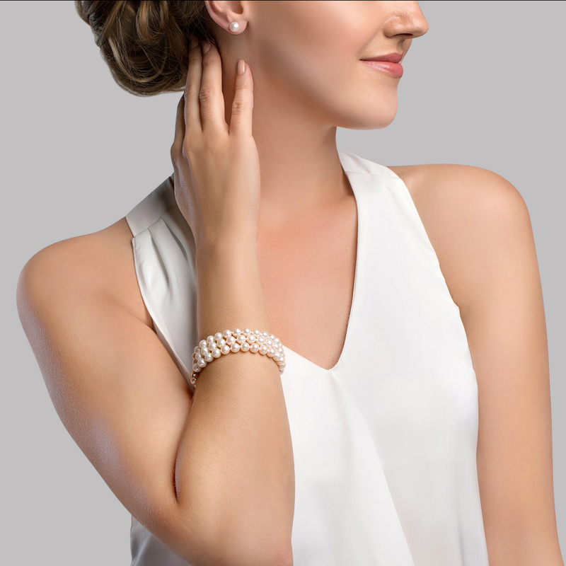 Triple-Strand Japanese Akoya Pearl Bracelet - Pure Pearls