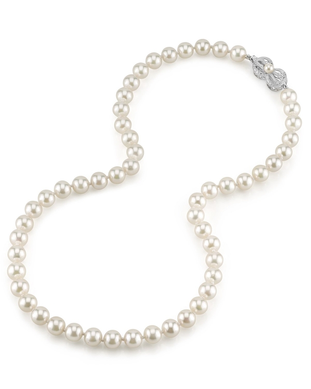 GIA Certified 7.5-8.0mm Japanese Akoya White Pearl Necklace - AAA Quality - Third Image