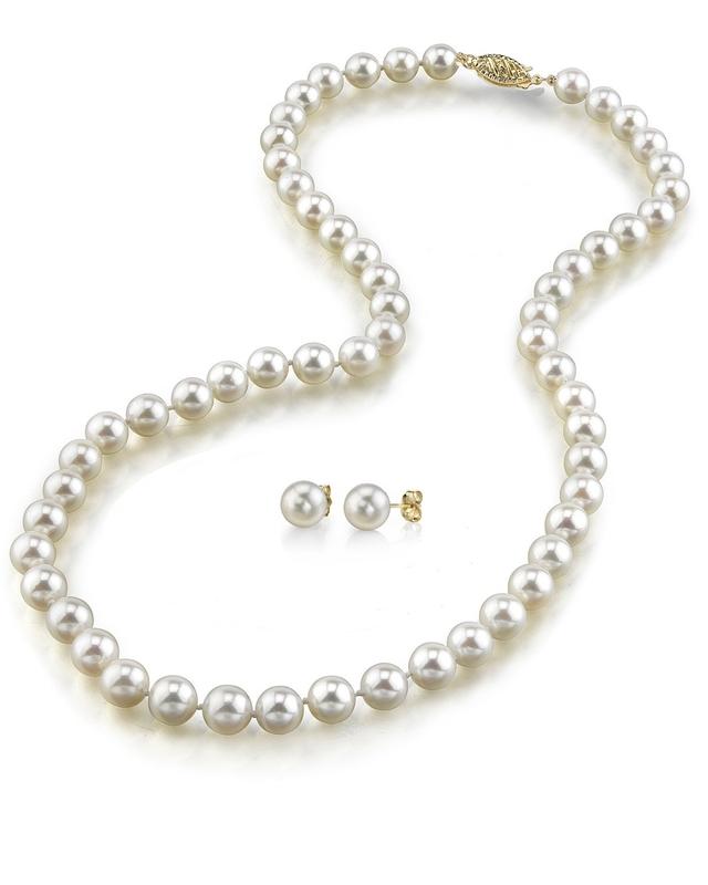 6.5-7.0mm Japanese Akoya Pearl Necklace & Earrings- AAA Quality - Secondary Image