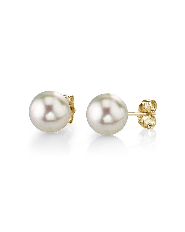 6.0-6.5mm White Akoya Round Pearl Stud Earrings
