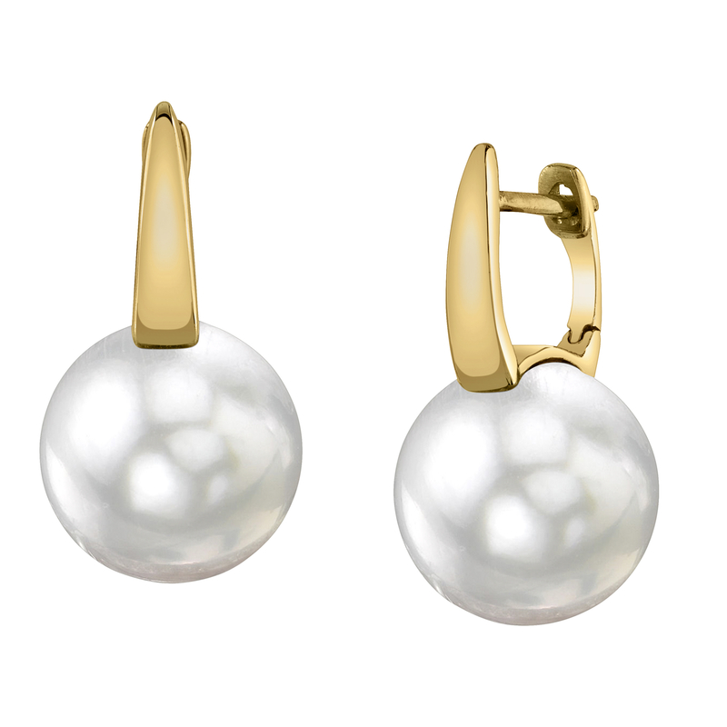 White South Sea Pearl Huggie Emily Earrings