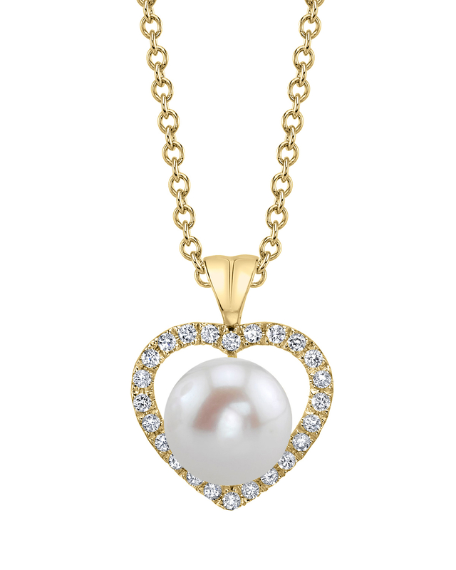 Freshwater Pearl & Diamond Heart Amour Pendant