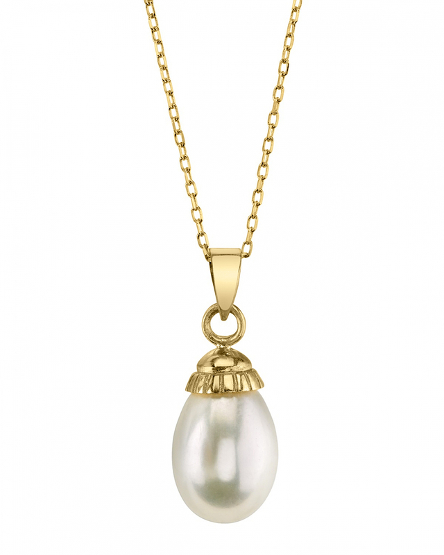 14K Gold White Freshwater Cultured Pearl Devon Pendant