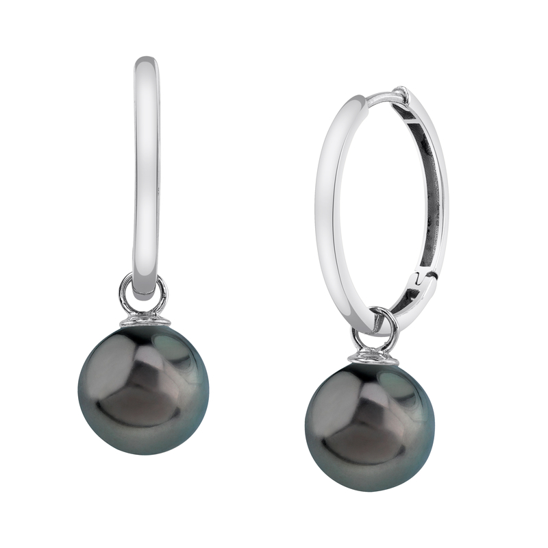 14K Gold Tahitian South Sea Pearl Hoop Galilea Earrings