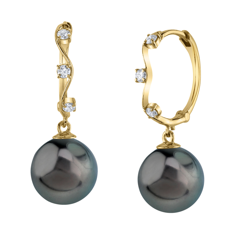 Tahitian South Sea Pearl & Diamond Hoop Sophie Earrings