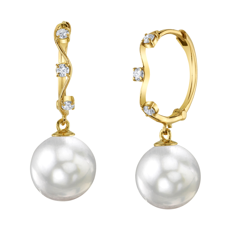 White South Sea Pearl & Diamond Hoop Sophie Earrings