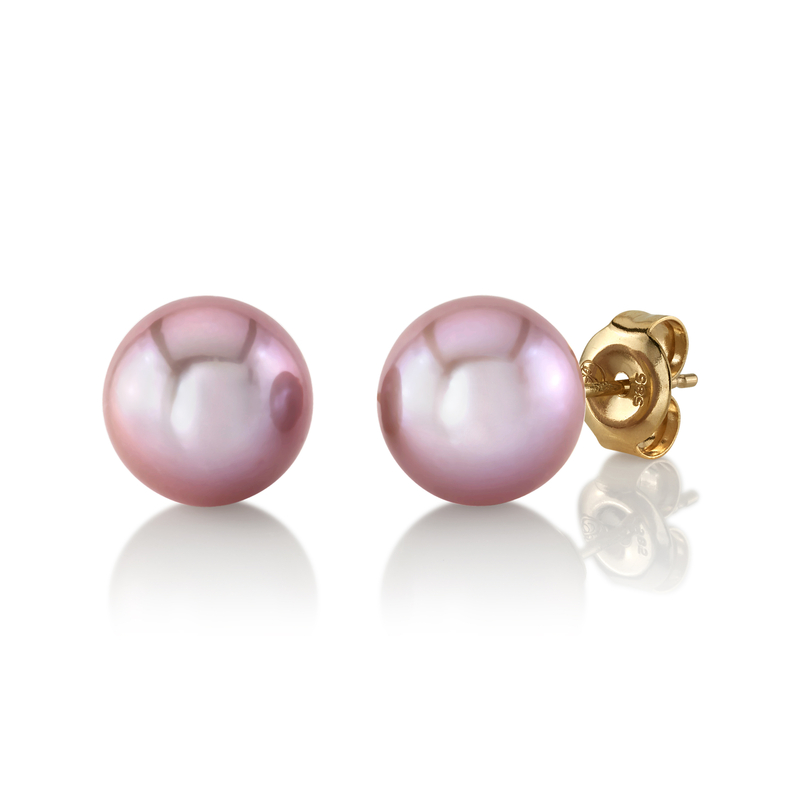 9mm Pink Freshwater Round Pearl Stud Earrings