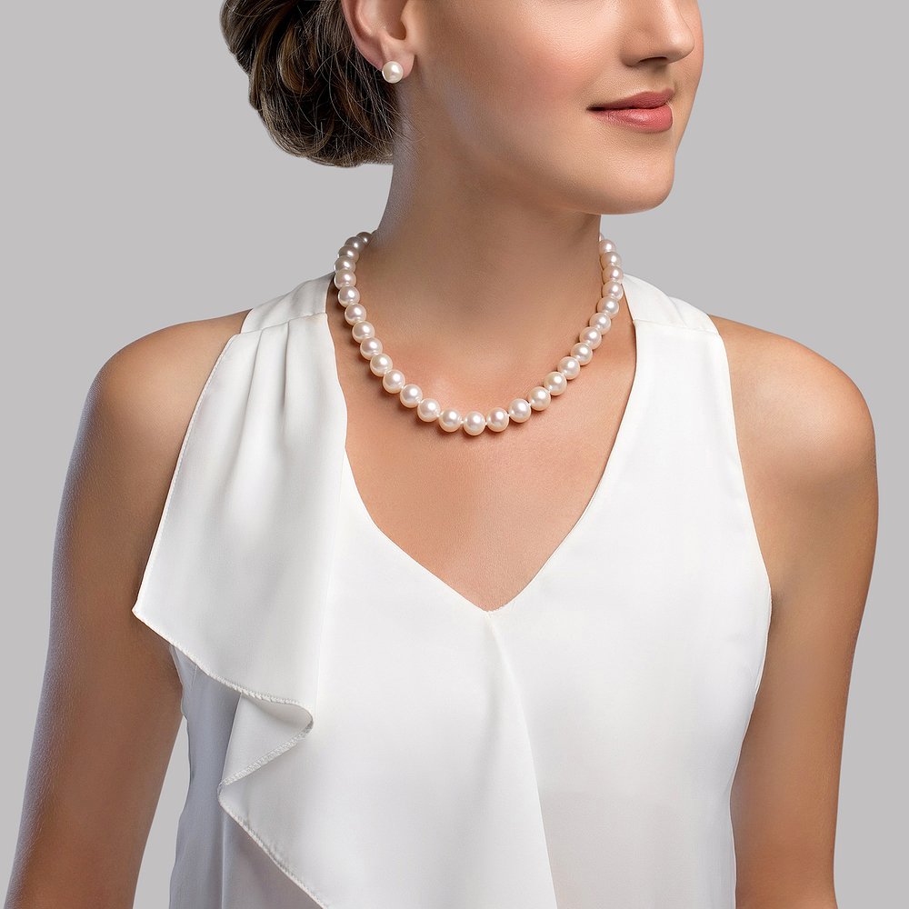 11.5-12.5mm White Freshwater Pearl Necklace - AAA Quality