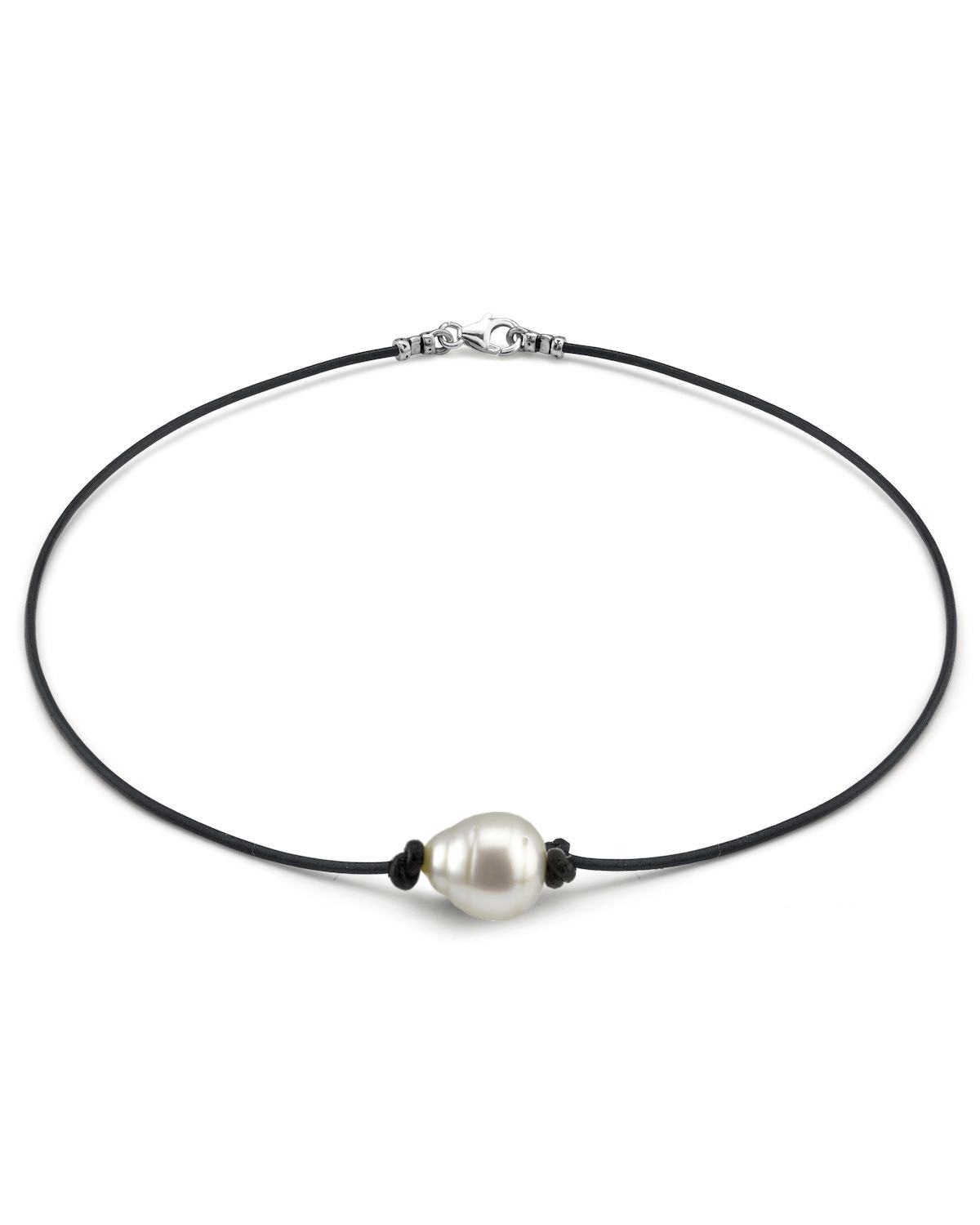 White South Sea Baroque Pearl Leather Necklace for Men