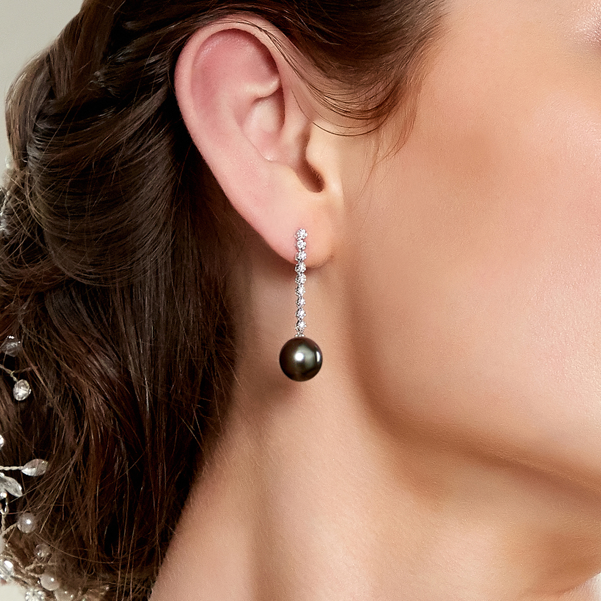 Tahitian South Sea Pearl & Diamond Serena Earrings