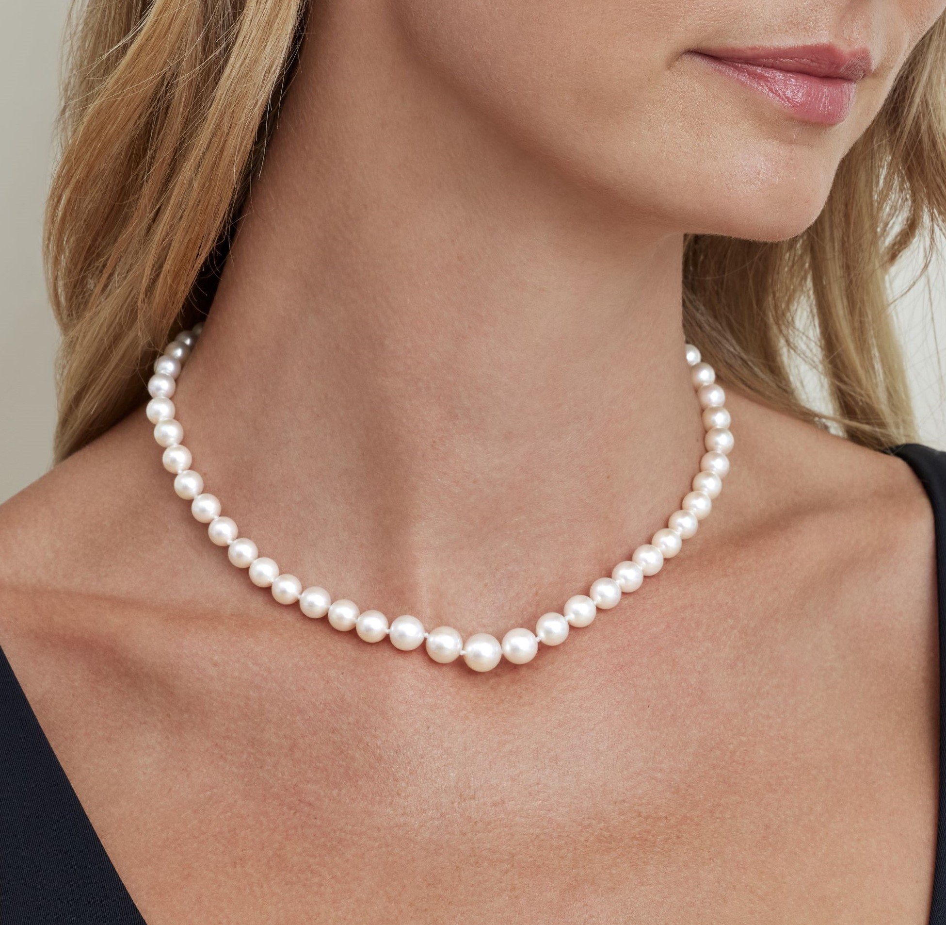 6.0-9.0mm Japanese Akoya White Graduated Pearl Necklace