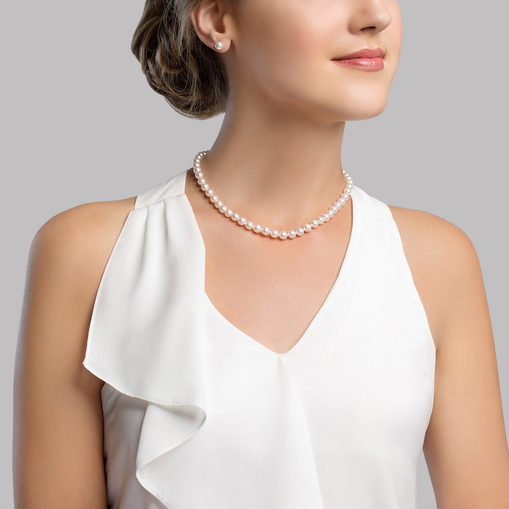 5.0-5.5mm Hanadama Akoya White Pearl Necklace