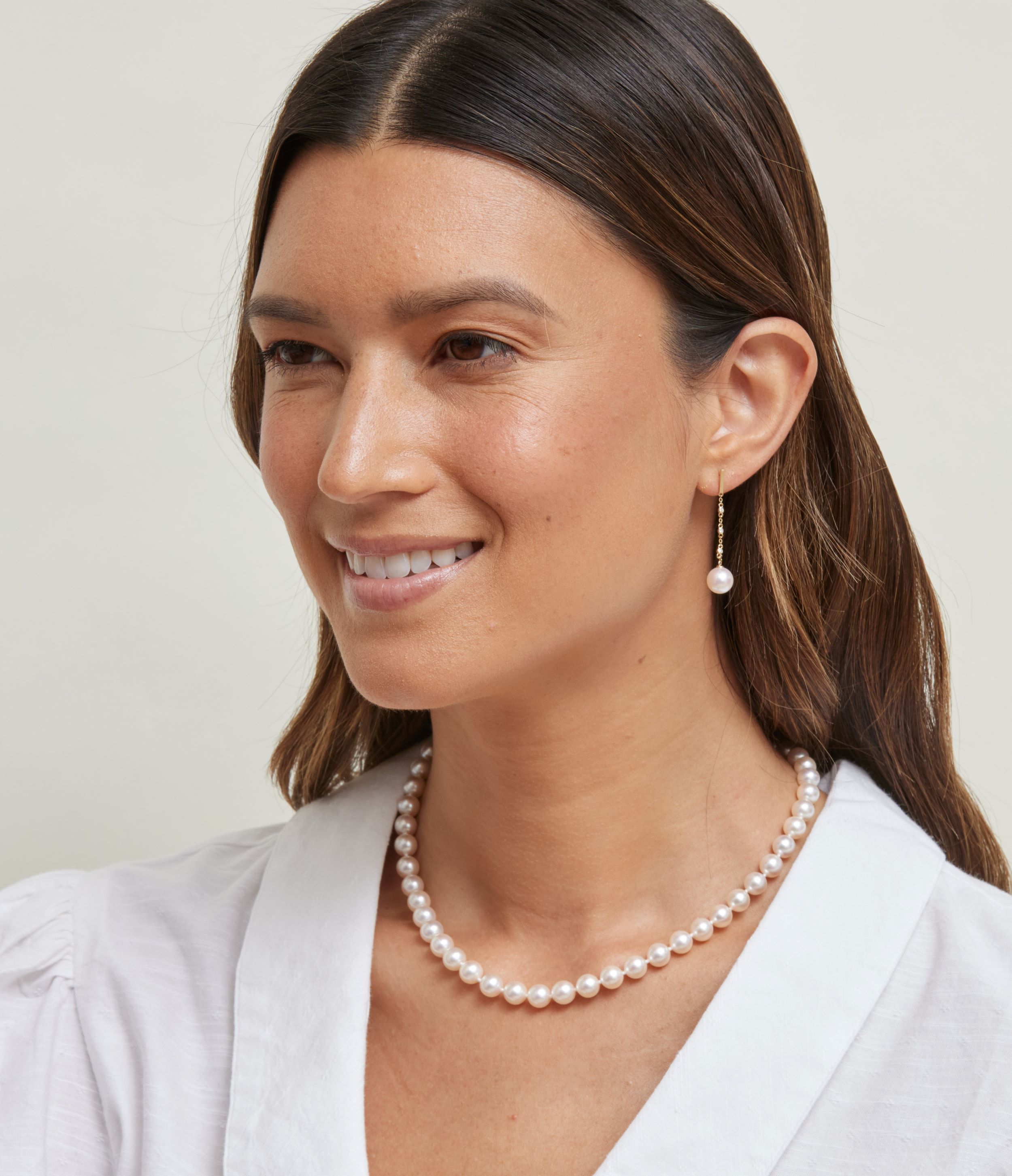 7.0-7.5mm Hanadama Akoya White Pearl Necklace