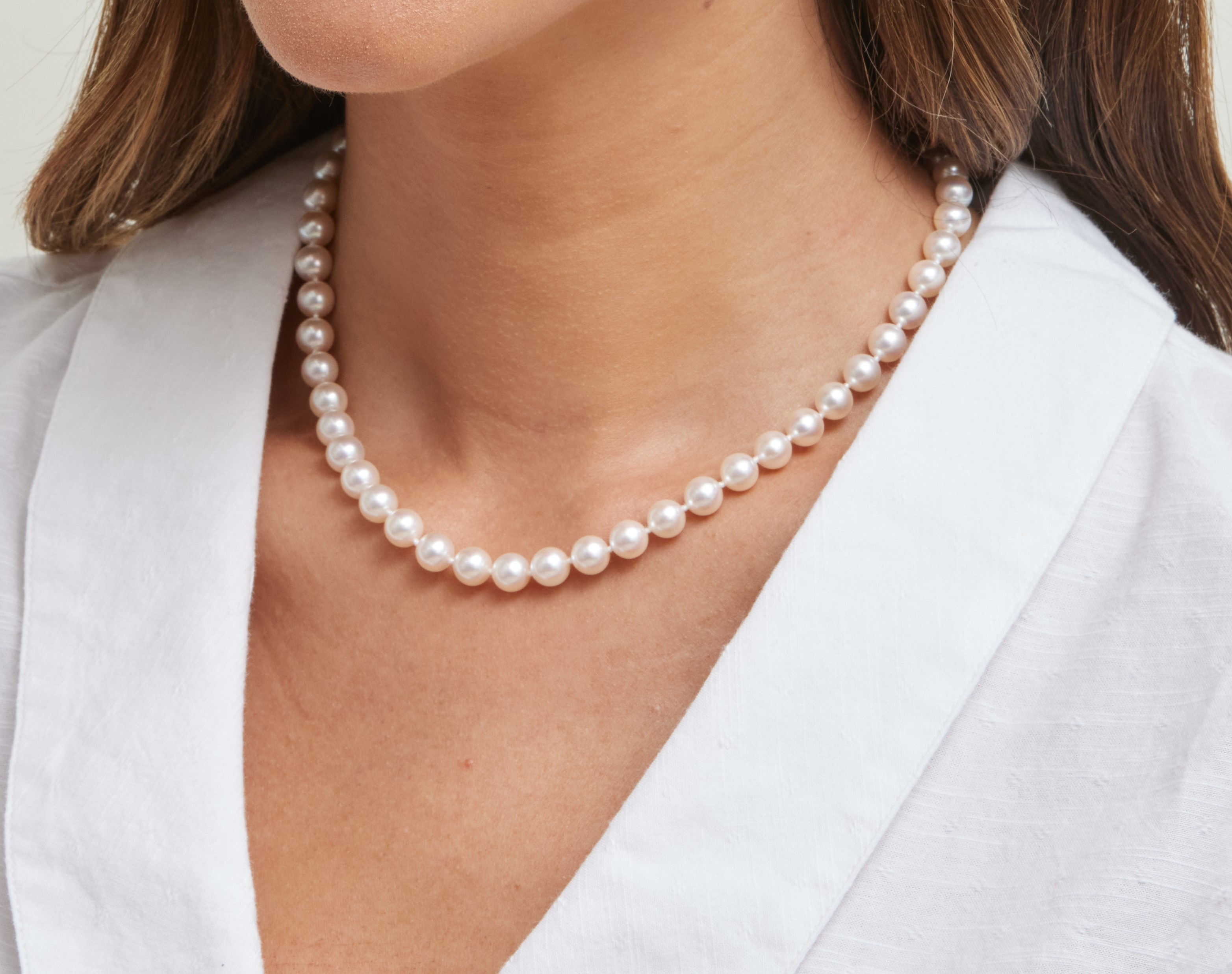 7.0-7.5mm Hanadama Akoya White Pearl Necklace