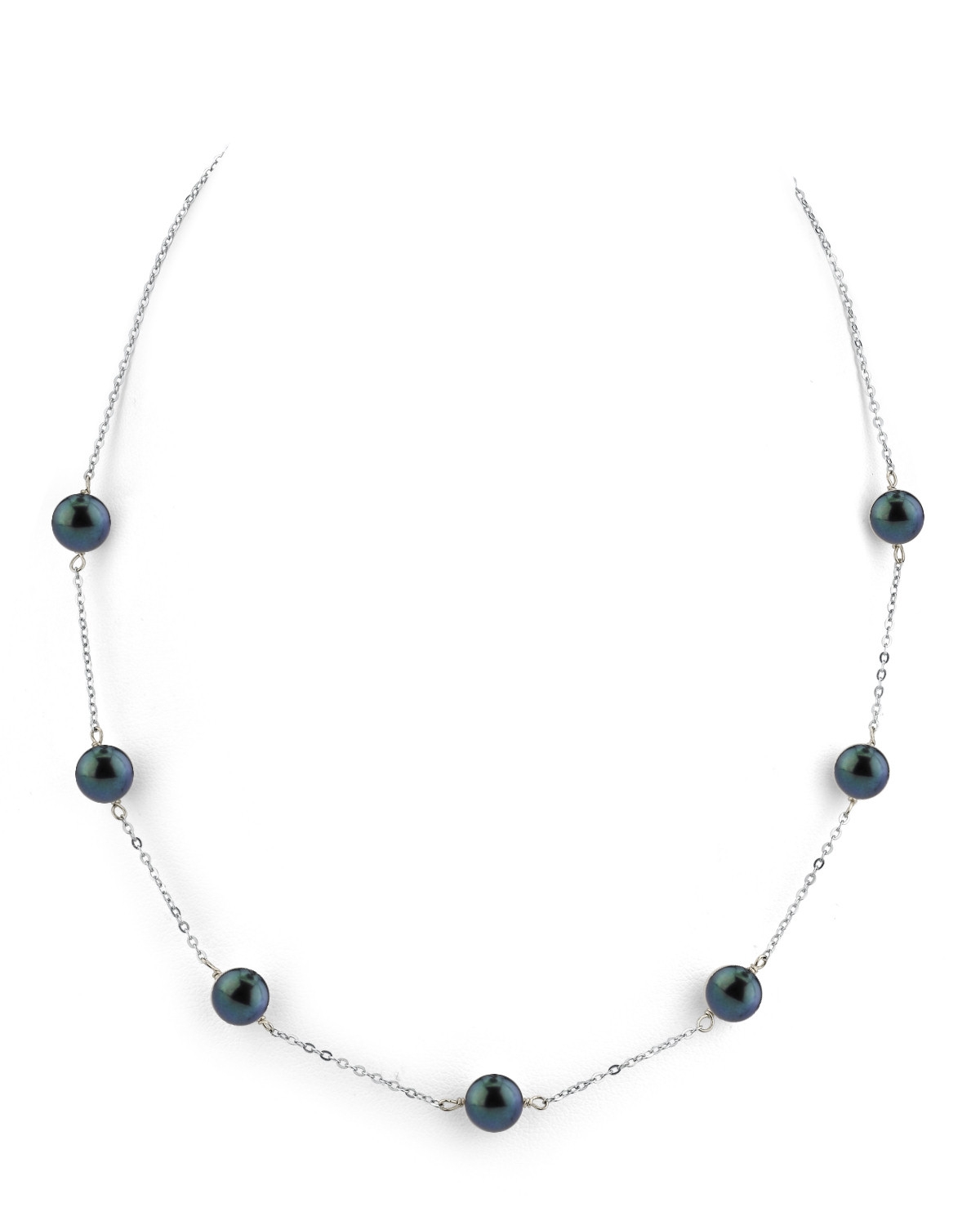 Japanese Akoya Black Pearl Tincup Necklace