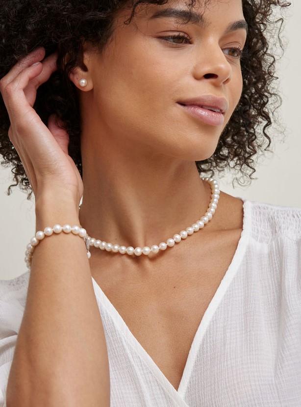 7.0-7.5mm Freshwater Pearl Necklace & Earrings