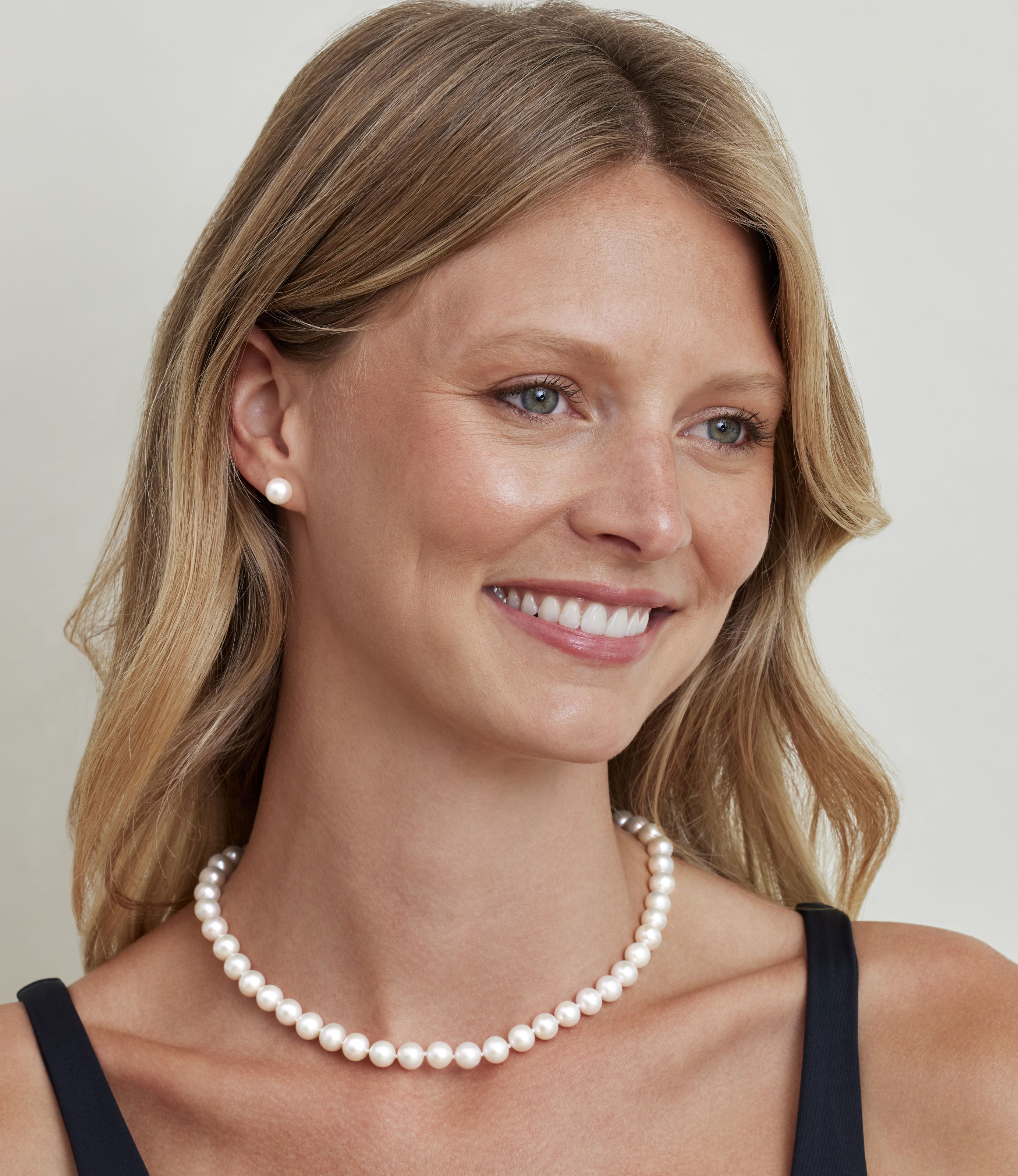 8.0-8.5mm White Freshwater Pearl Adjustable Necklace