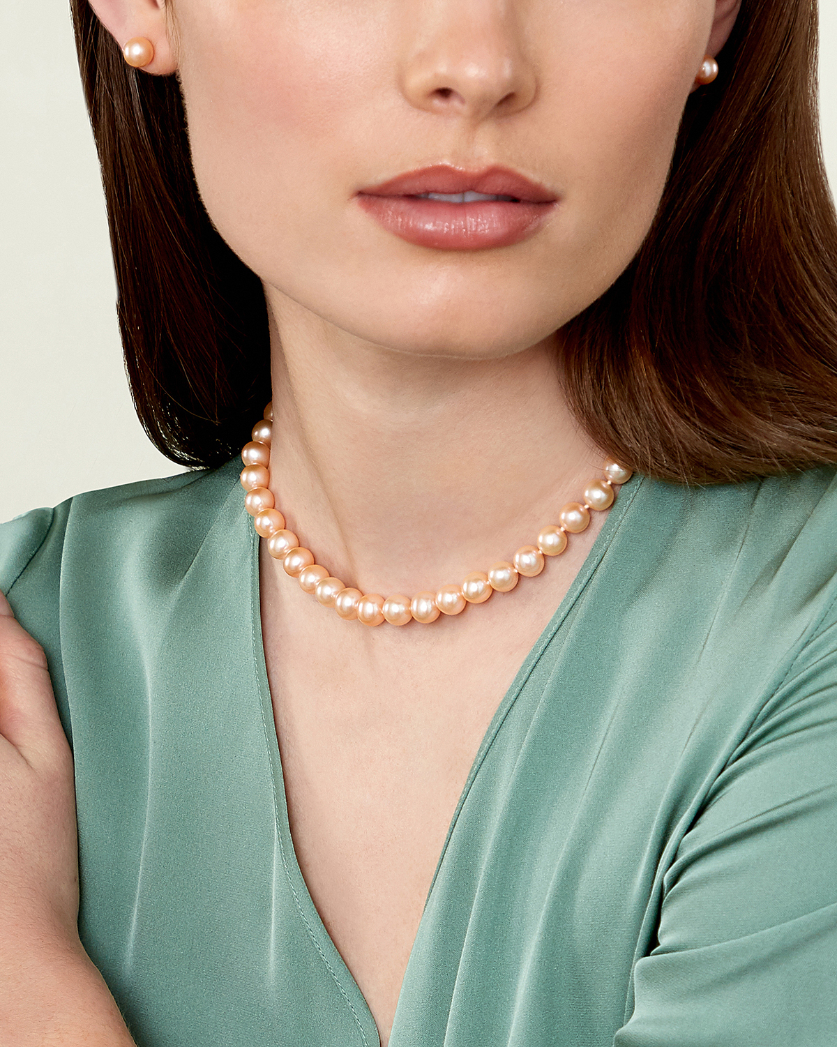 8.0-8.5mm Peach Freshwater Pearl Necklace - AAA Quality