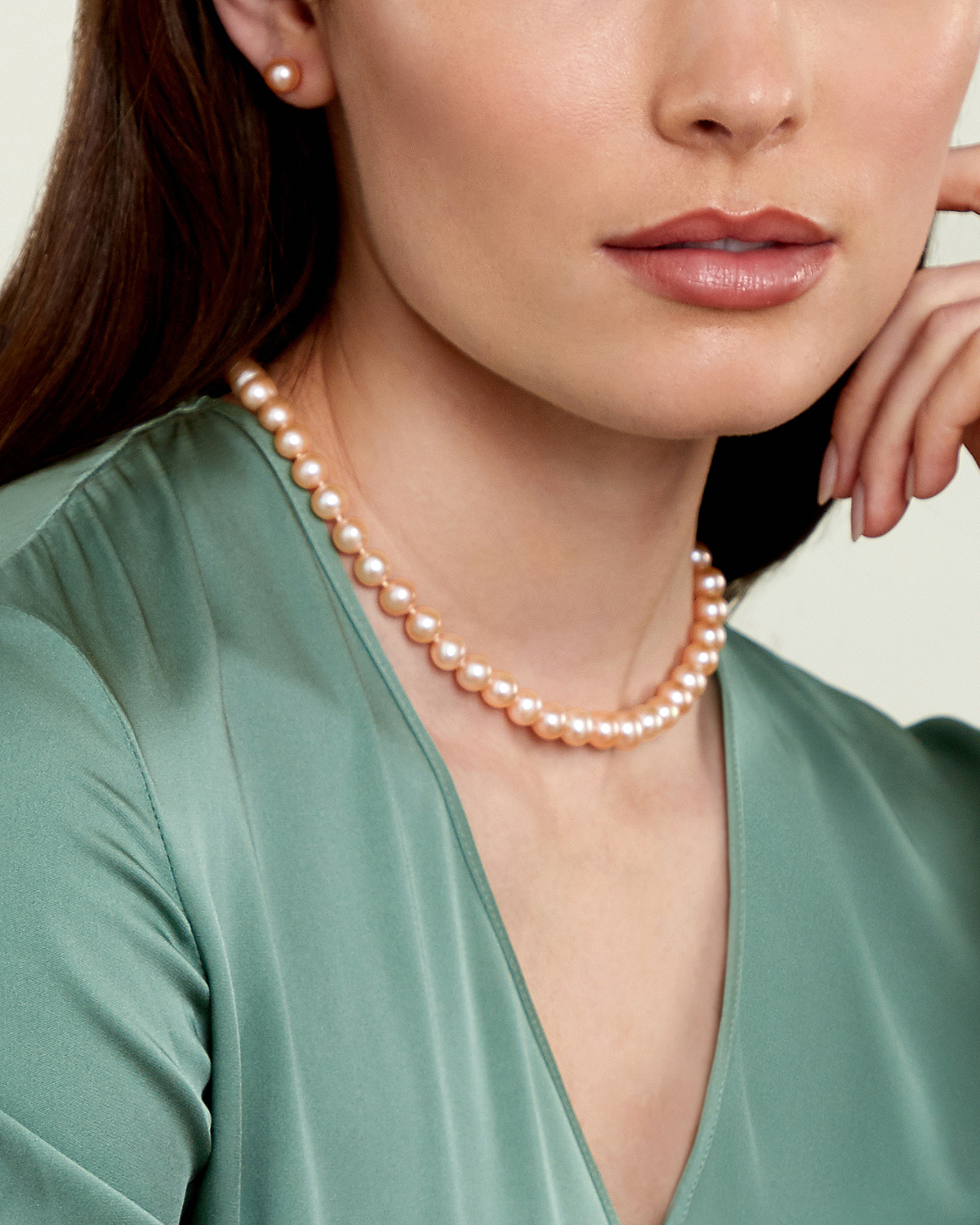 8.0-8.5mm Peach Freshwater Pearl Necklace - AAAA Quality