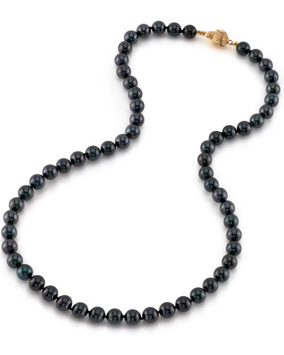 6.5-7.0mm Japanese Akoya Black Pearl Necklace- AAA Quality