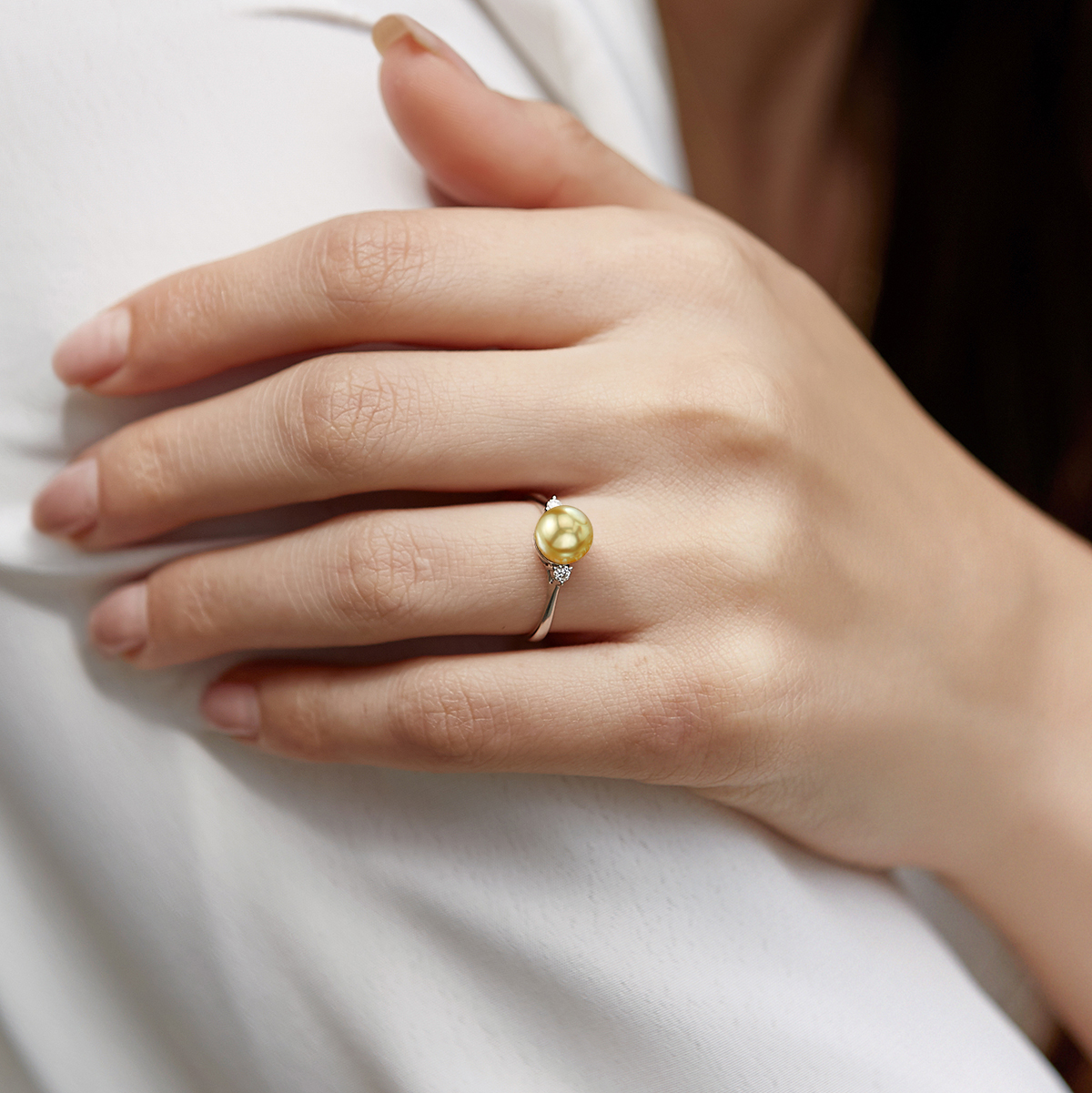 Golden South Sea Pearl & Diamond Jordana Ring