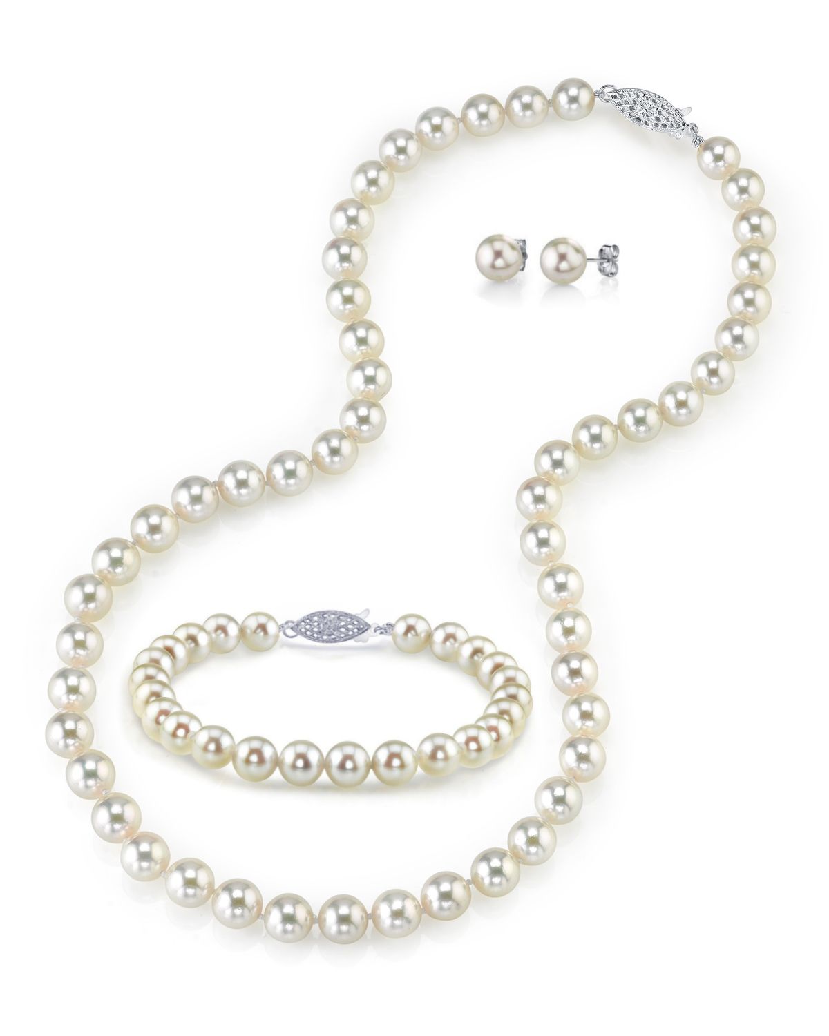 6.5-7.0mm Japanese Akoya White Pearl Set