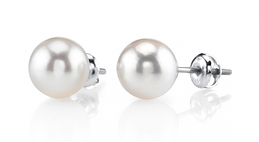 8.0-8.5mm Certified Hanadama Akoya Round Pearl Stud Earrings