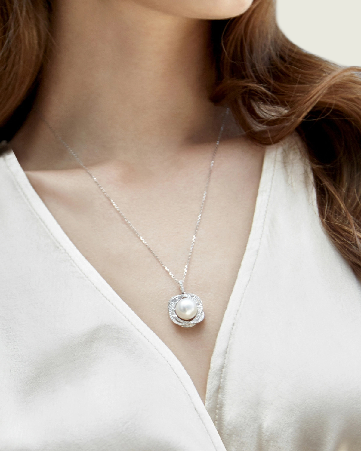 South Sea Pearl & Diamond Braided Pendant