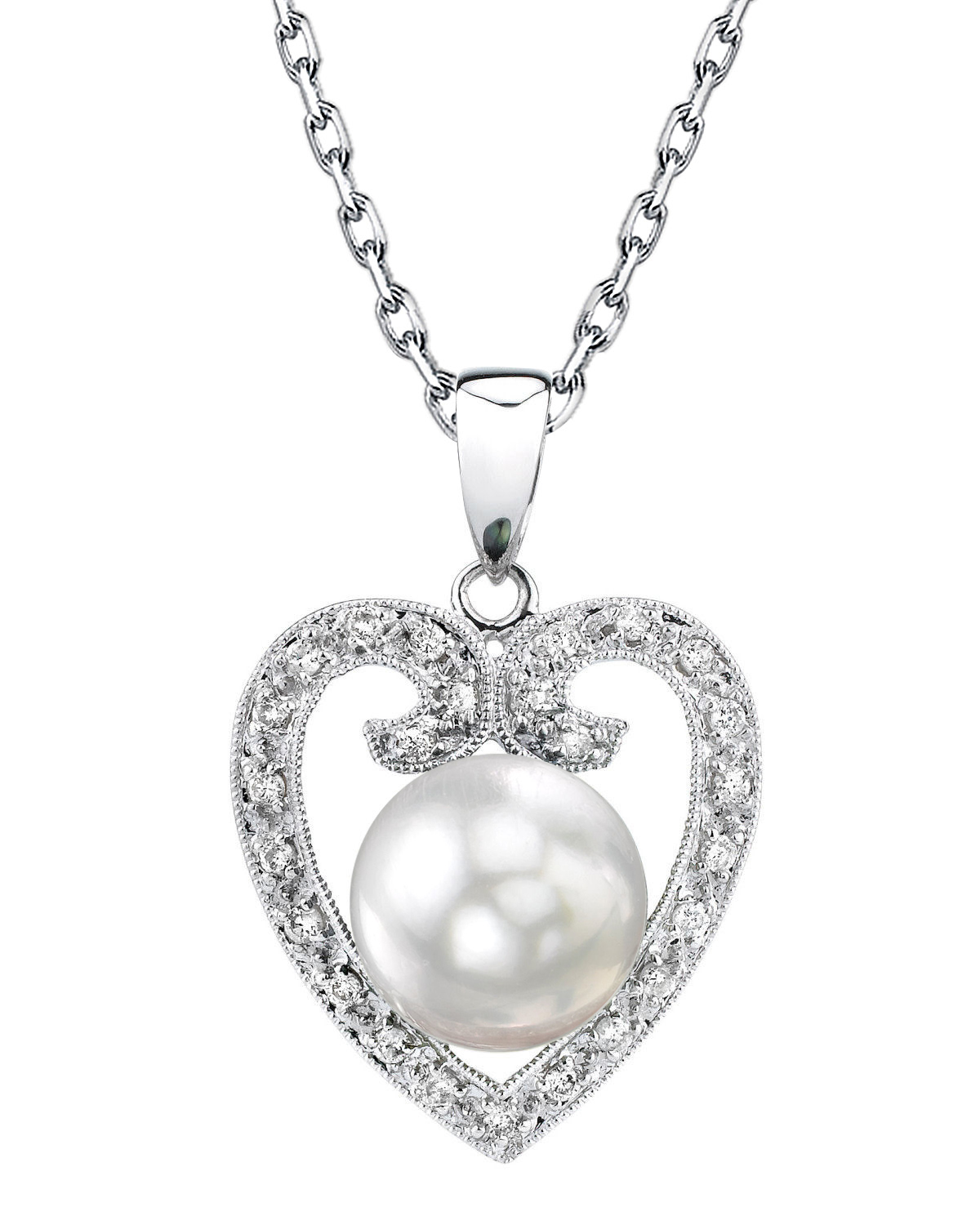 South Sea Pearl & Diamond 9mm Heart Shaped Pendant