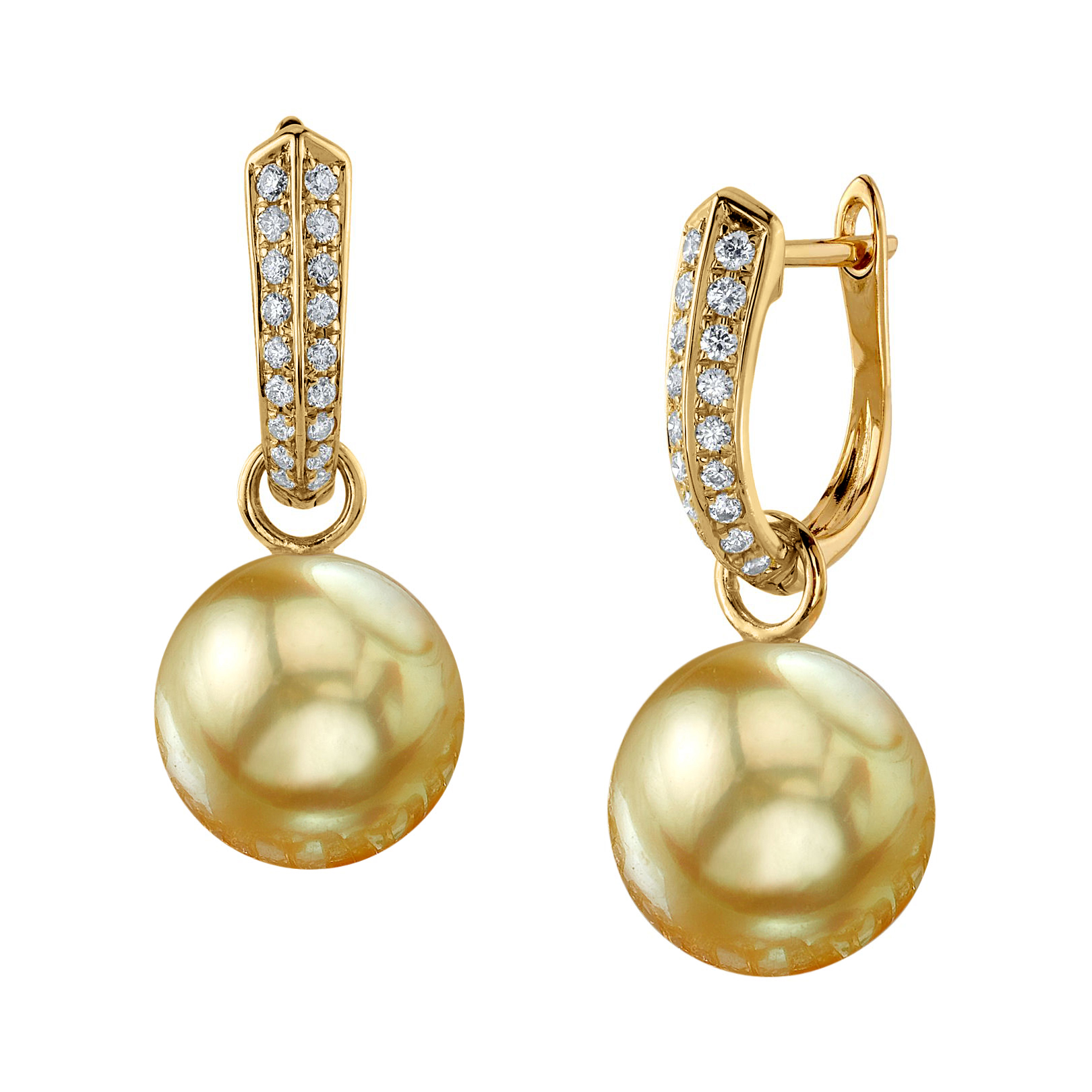 14K Gold Golden Pearl & Diamond Charlie Earrings