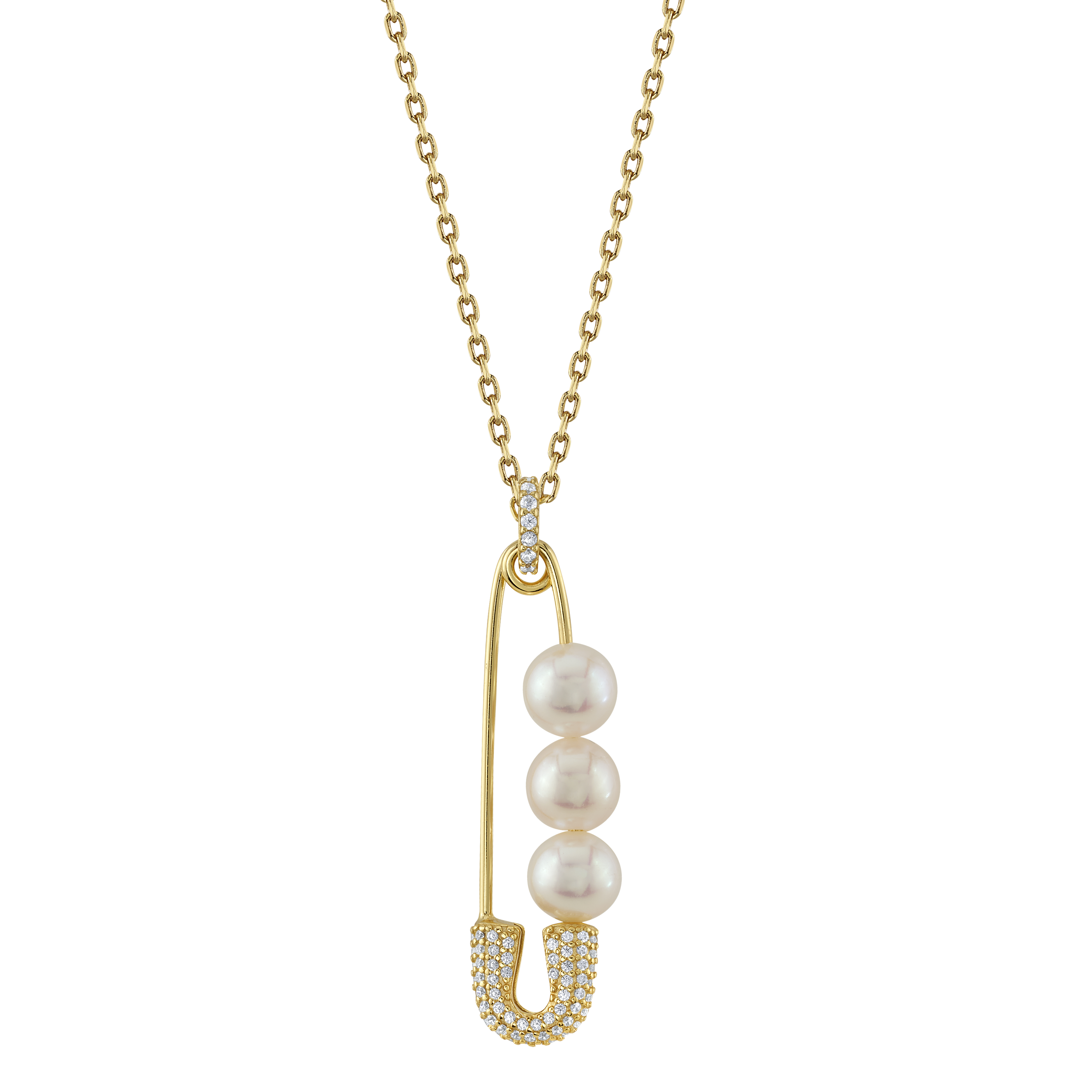 White Akoya Cultured Pearl Safety Pin Eden Pendant