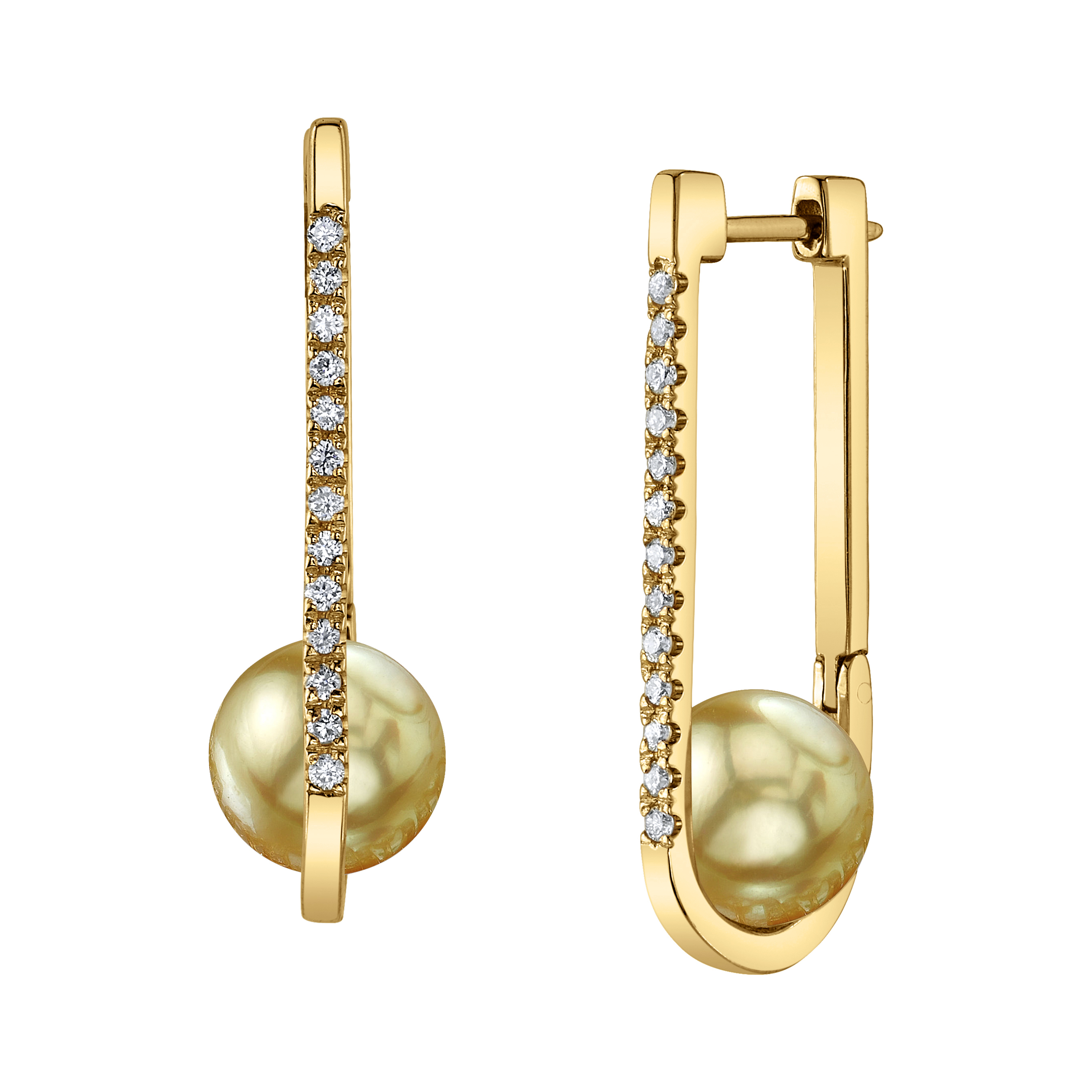 18K Gold Golden South Sea Pearl & Diamond Evelyn Earrings